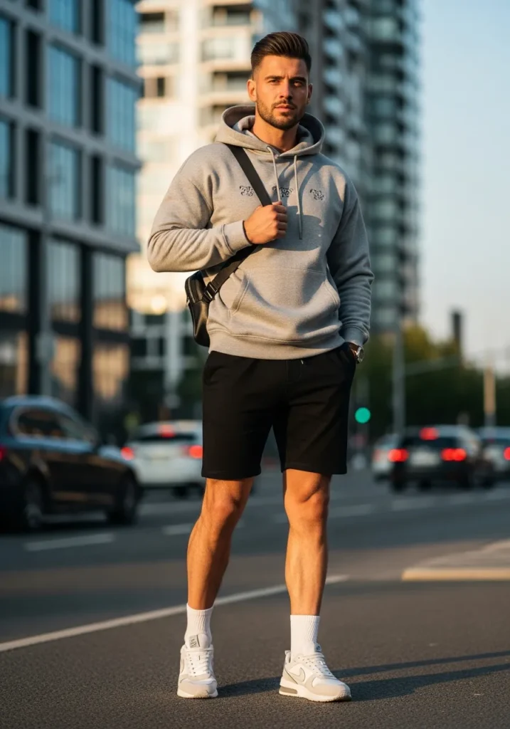 Black Shorts With a Hoodie