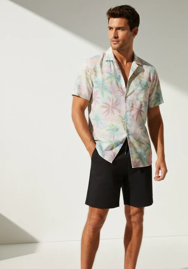 Black Shorts with Button Down Shirt.550Z