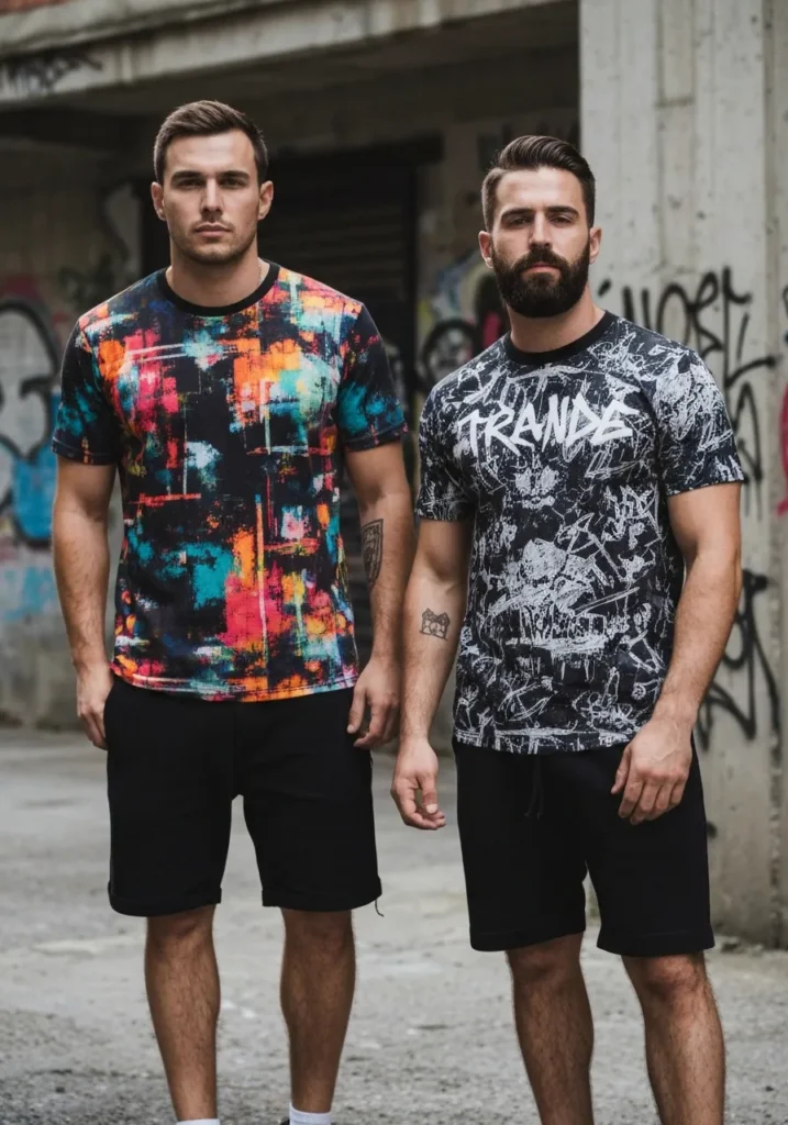 Black Shorts with Graphic Tee