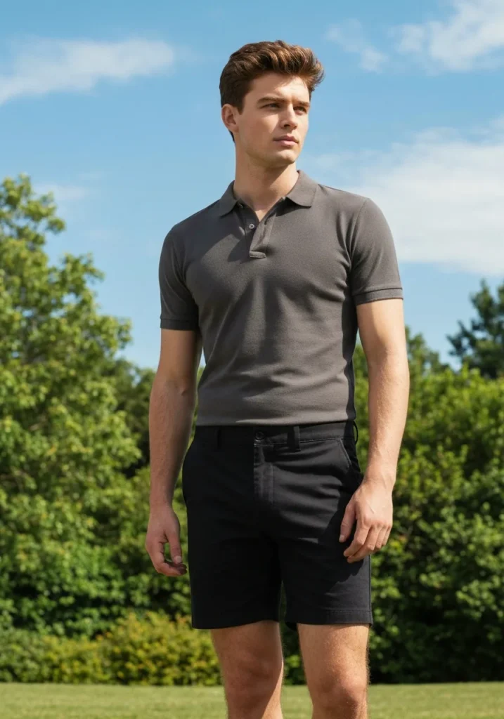 Black Shorts with Polo Shirt