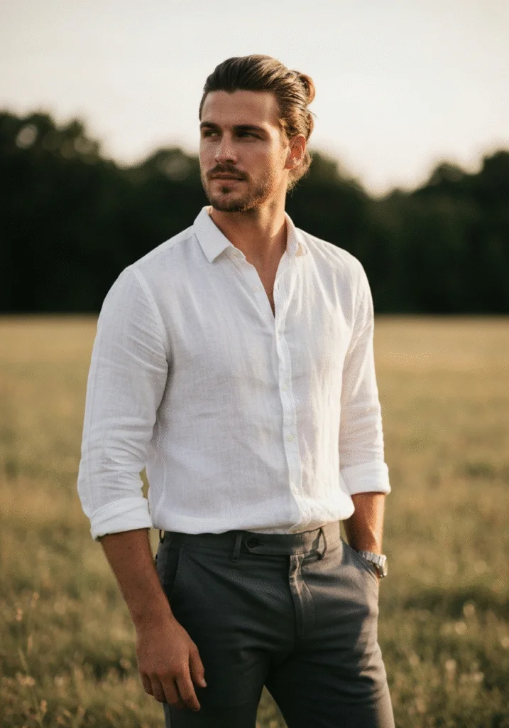Classic Low Man Bun with Clean Taper