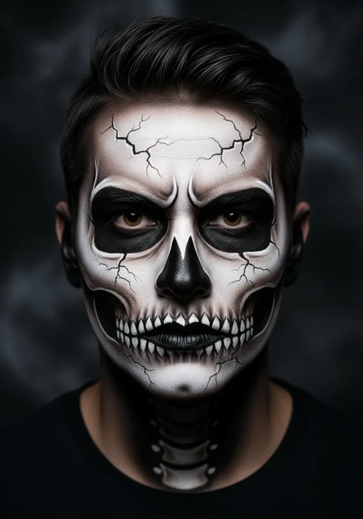 21 Spooky Halloween Makeup Ideas for Men 2 Classic Skeleton Face