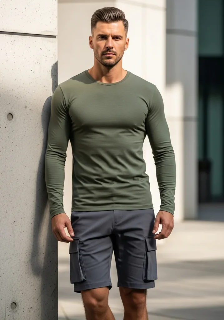 Long-Sleeve Tee With Cargo Shorts