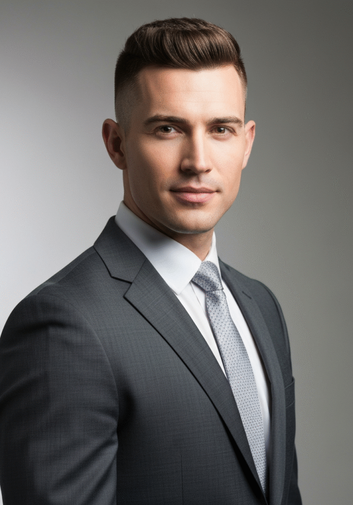 Low Fade with Short Brushed Forward Top.459Z