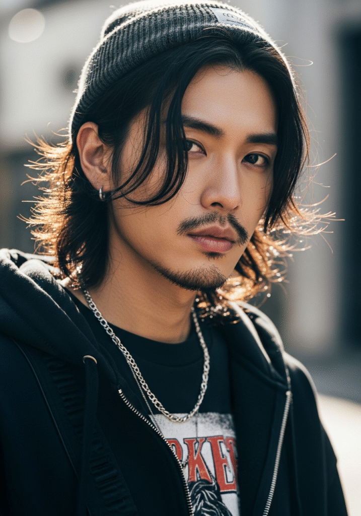 Man Bun with Curtain Fringe.377Z