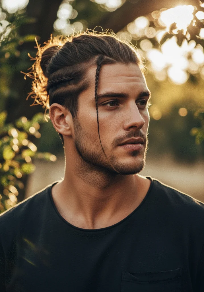 Man Bun with Side Braid Accent.465Z