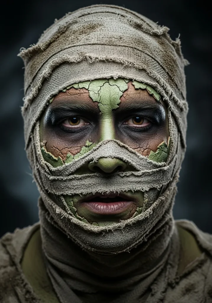 21 Spooky Halloween Makeup Ideas for Men 16 Mummy Wrapped Makeup