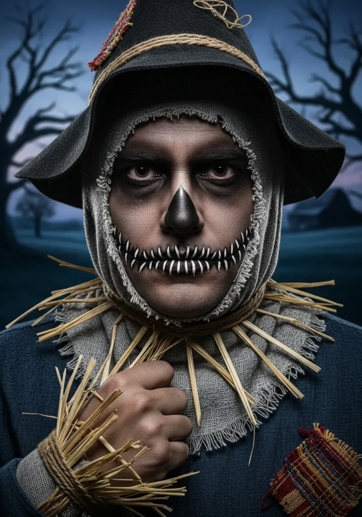 21 Spooky Halloween Makeup Ideas for Men 13 Scarecrow Horror Makeup