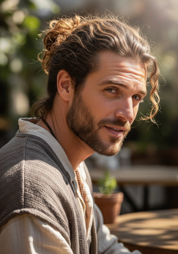 Wavy Man Bun with Natural Movement.627Z