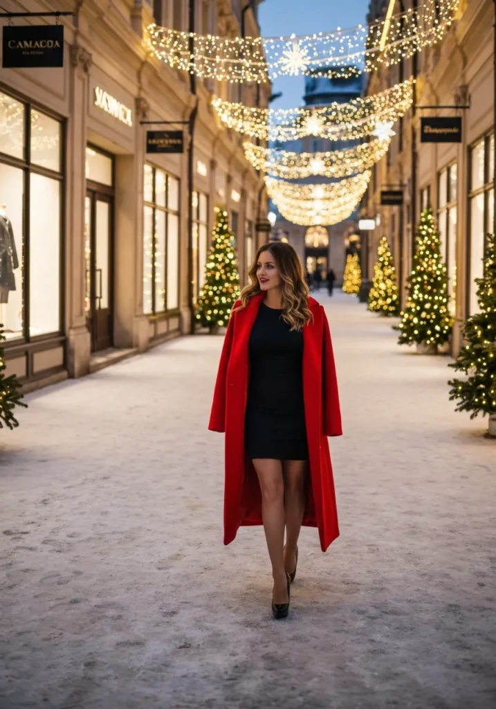 Black Dress + Red Coat
