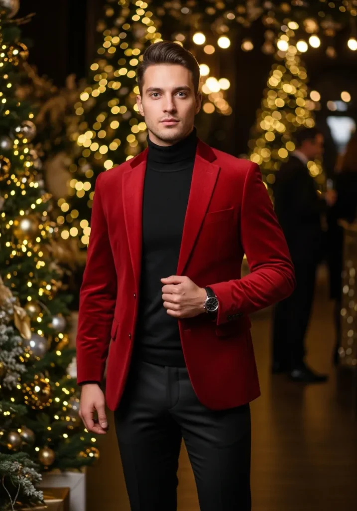 Black Turtleneck + Red Blazer