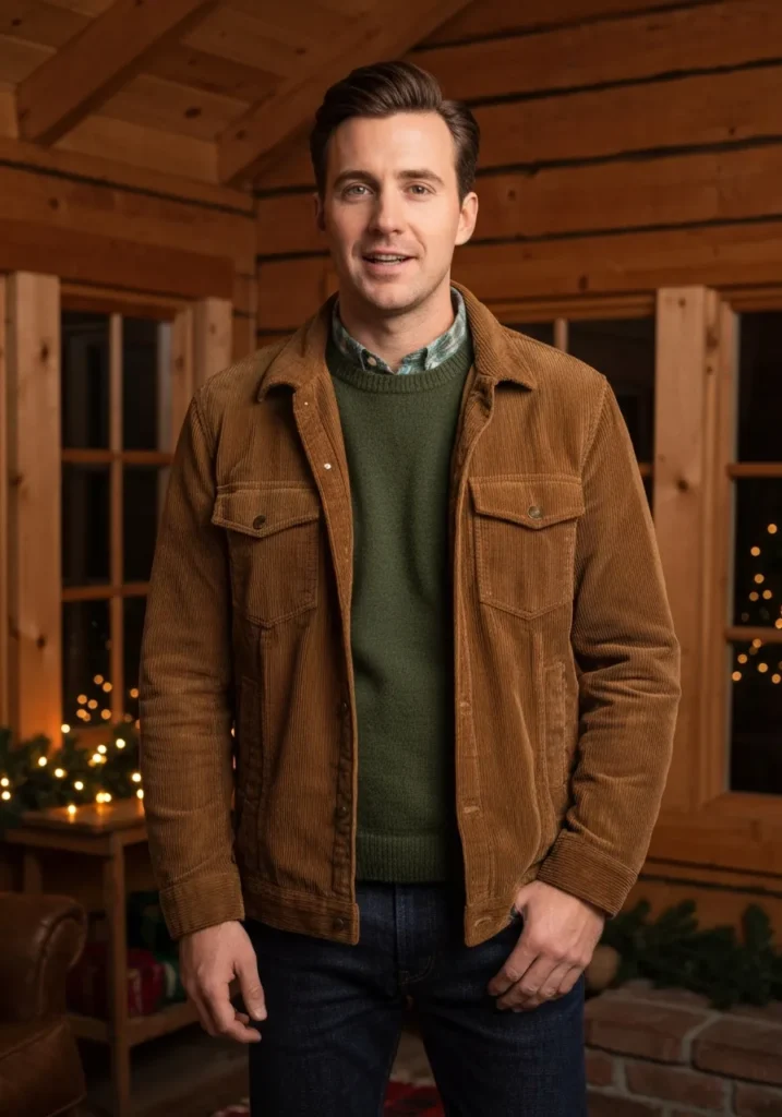 Brown Corduroy Jacket + Green Sweater