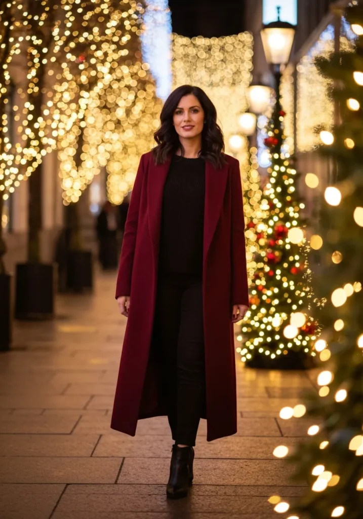 Burgundy Coat All Black Outfit.012Z