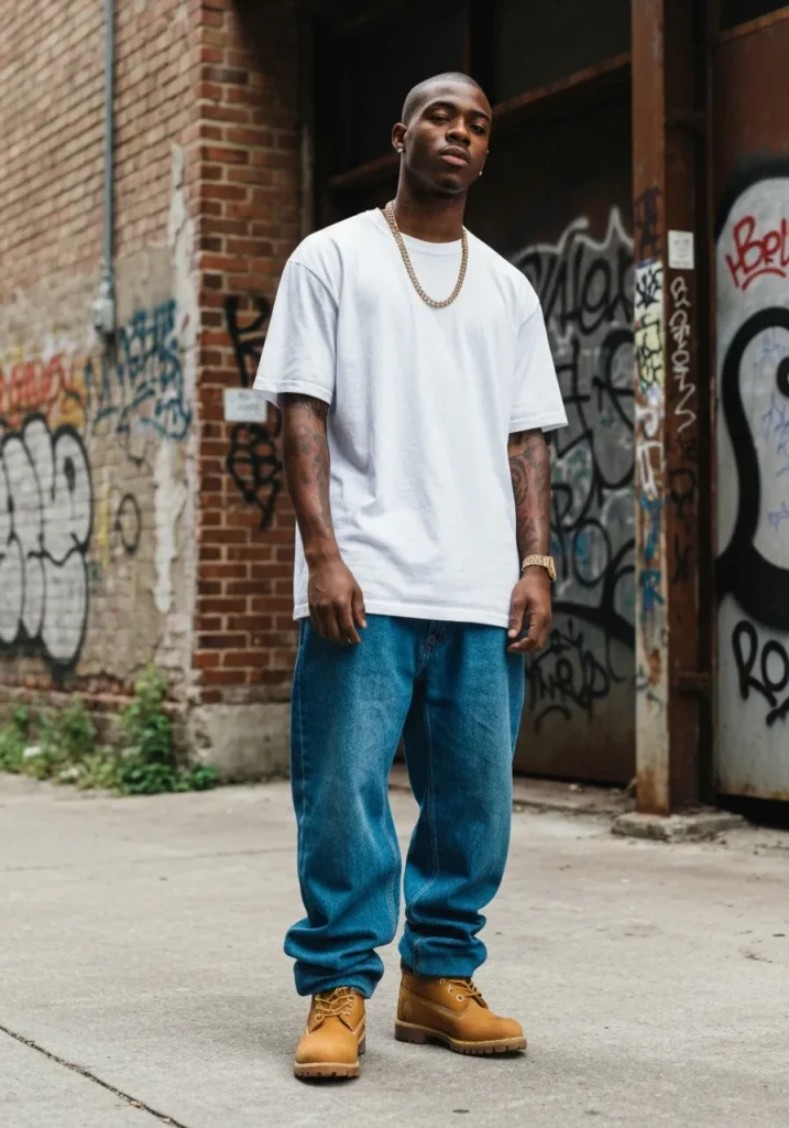 21 Bold Gangsta Style Outfits for Men 2 Classic Baggy Jeans + Oversized Tee