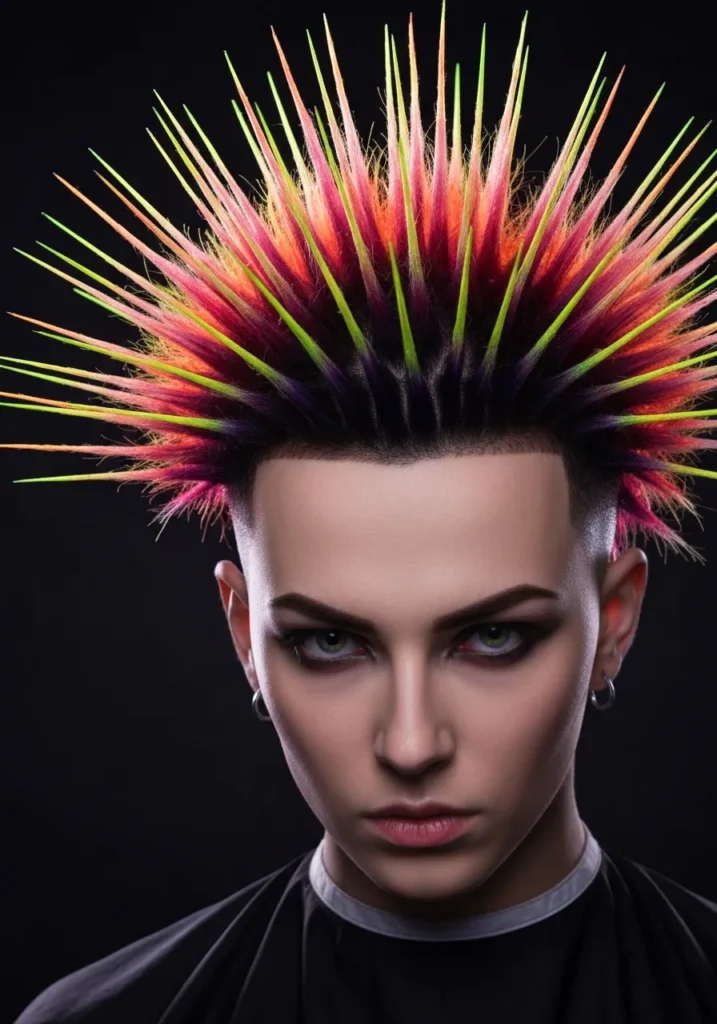 20 Edgy Punk Hairstyles for Brave Men 4 Colored Neon Spikes