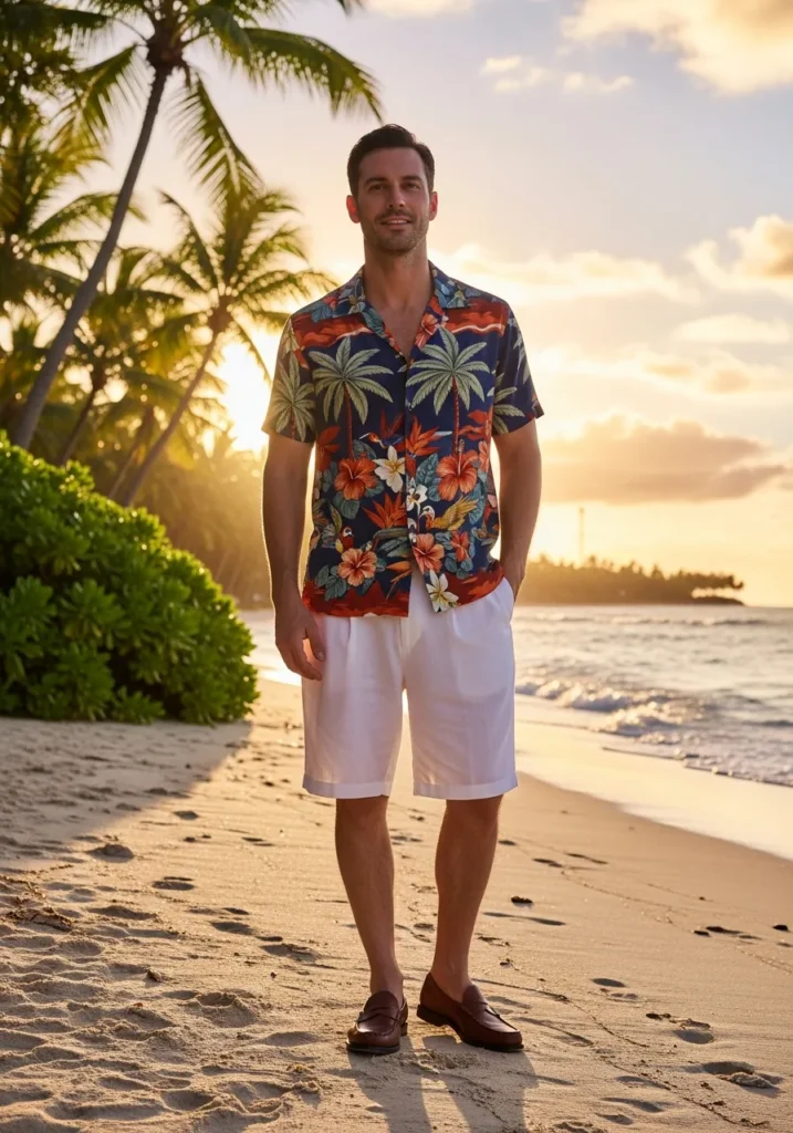 23 Linen Shorts Men Outfits for Summer 23 Cuban Collar Shirt + Linen Shorts