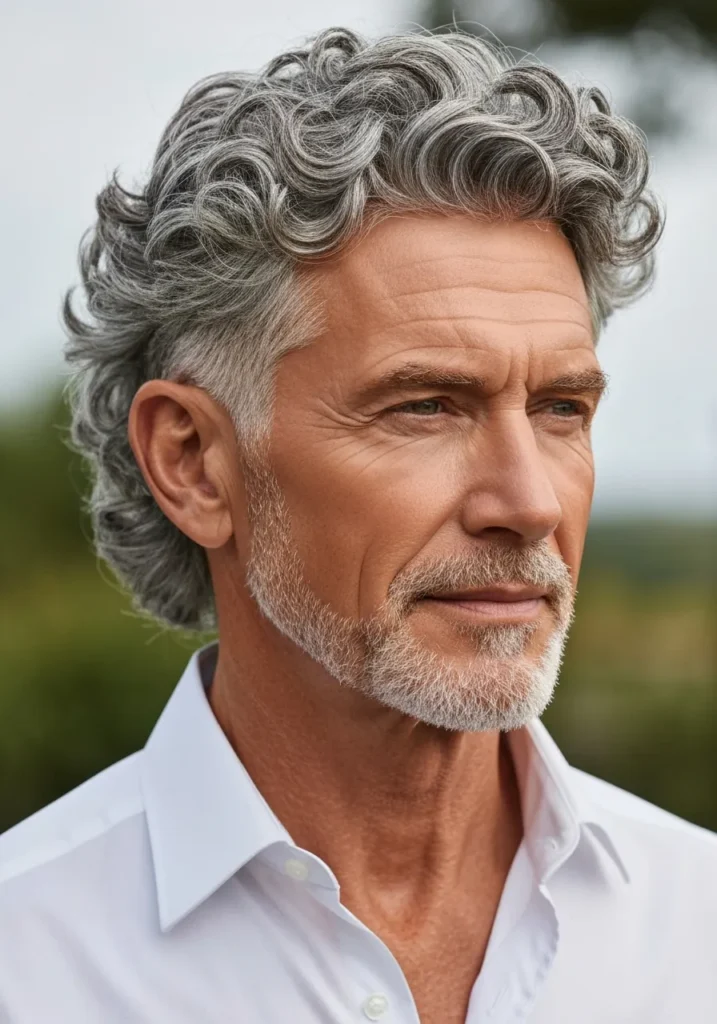 Curly Grey Top With Clean Sides