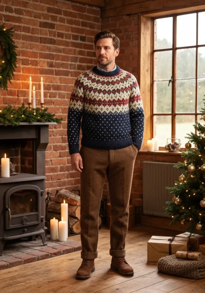 Fair Isle Sweater + Wool Trousers