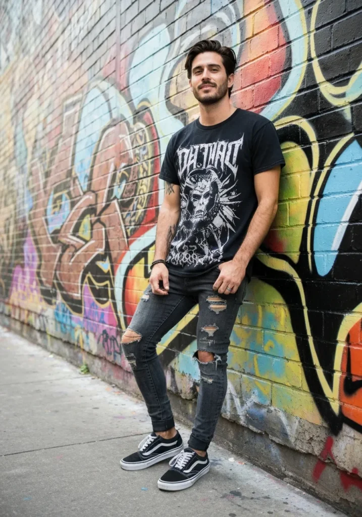 Graphic Tee + Ripped Jeans