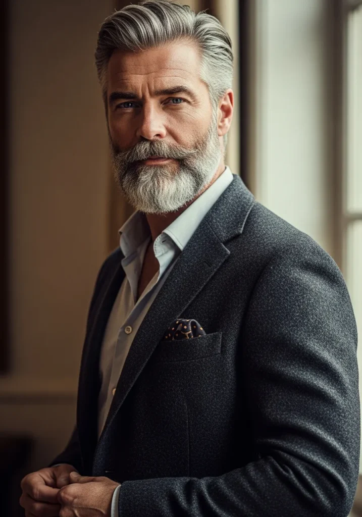 Grey Hair With Full Beard Combo