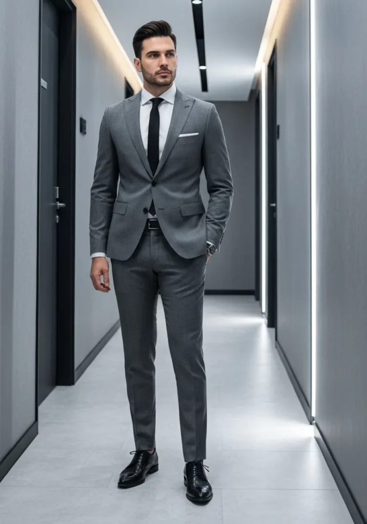 22 Classy Outfits Men Will Love to Try 14 Grey Suit + Black Tie