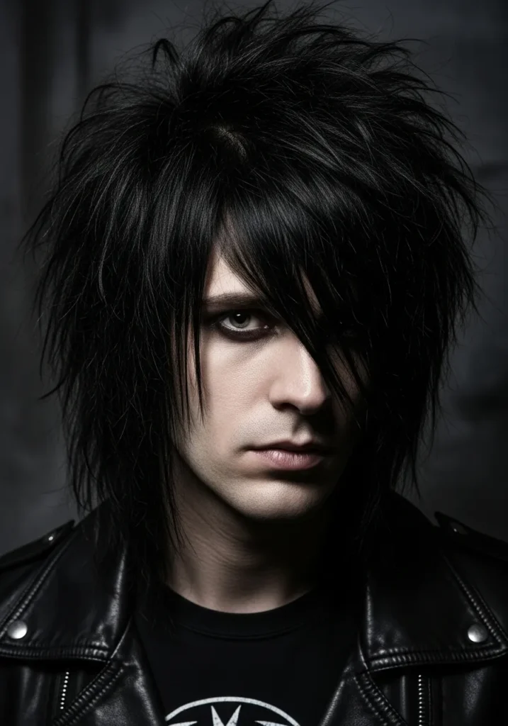 20 Edgy Punk Hairstyles for Brave Men 13 Jet-Black Gothic Punk Hair