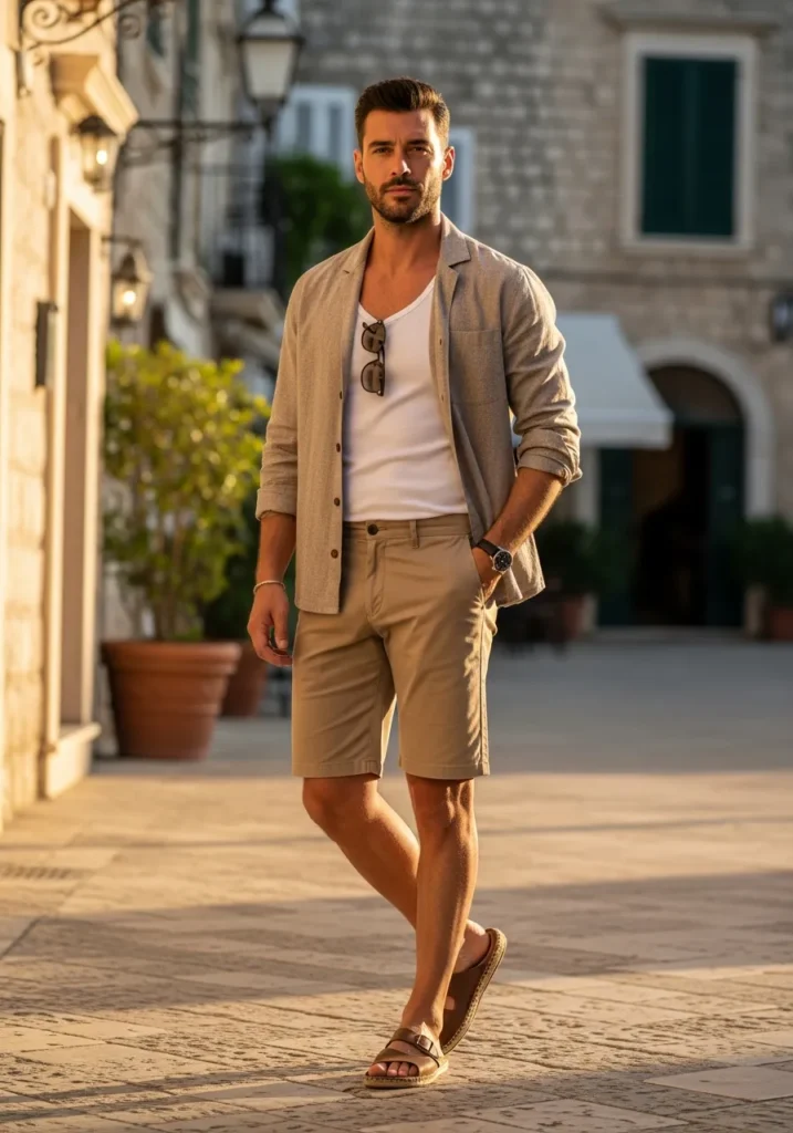 24 Men Linen Shirts to Stay Cool & Fresh 20 Linen Overshirt + Tank Top + Shorts
