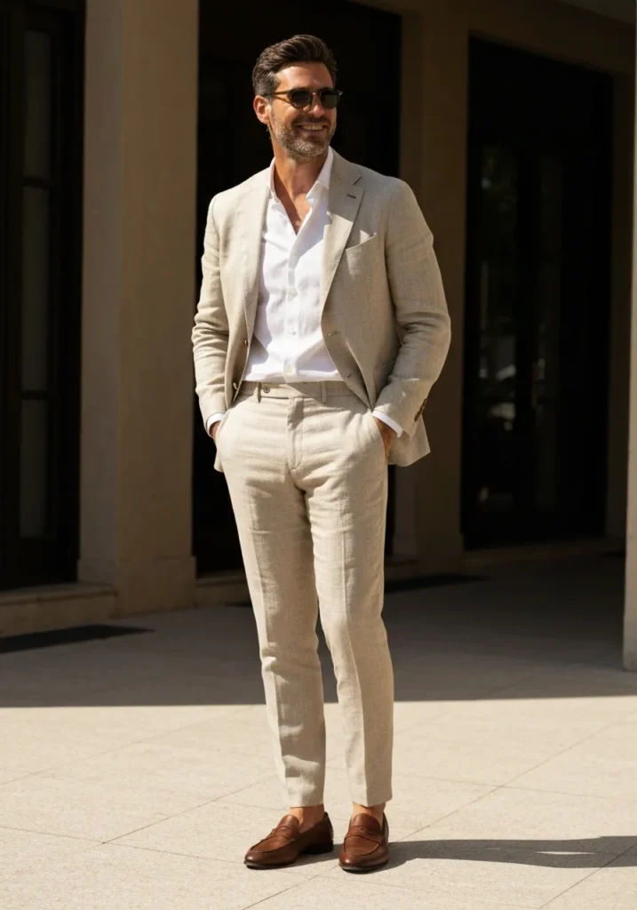 22 Classy Outfits Men Will Love to Try 18 Linen Suit for Summer