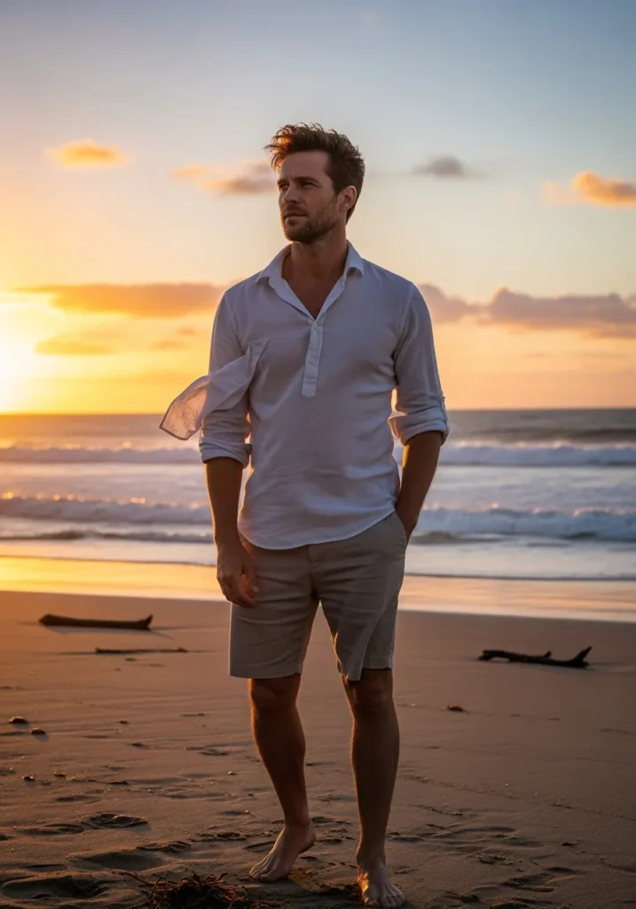 Long-Sleeve Linen Shirt & Shorts
