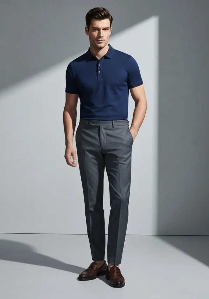 22 Classy Outfits Men Will Love to Try 12 Polo Shirt + Tailored Pants