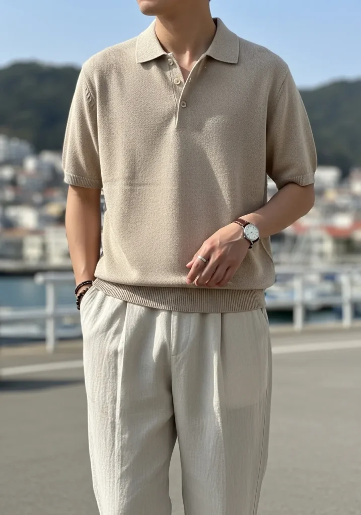 Short-Sleeve Knit With Linen Pants