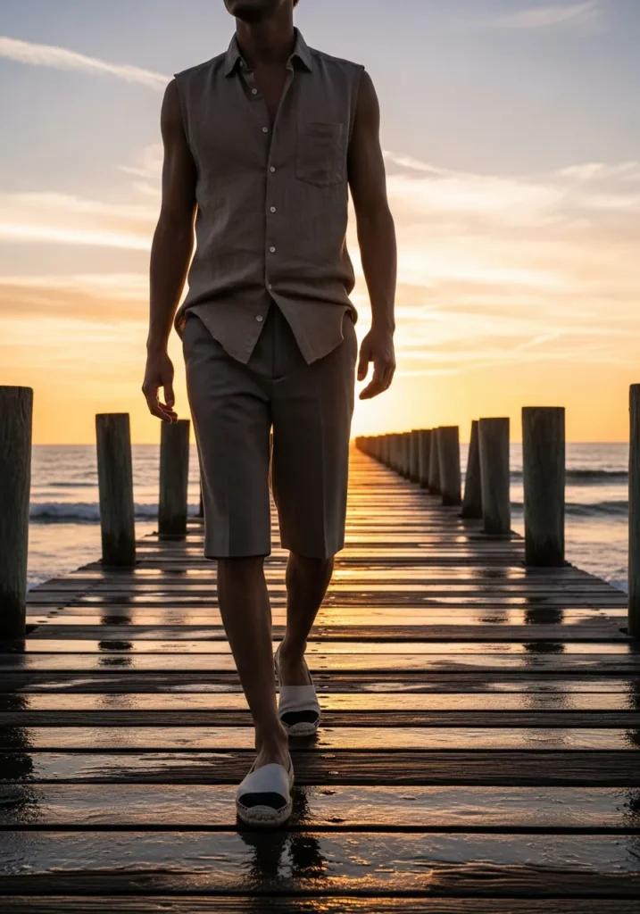 Sleeveless Linen Shirt & Shorts