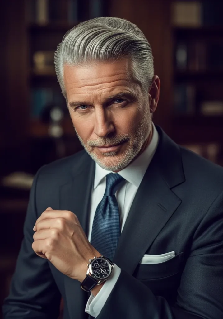 Slicked Back Silver Gentleman Style