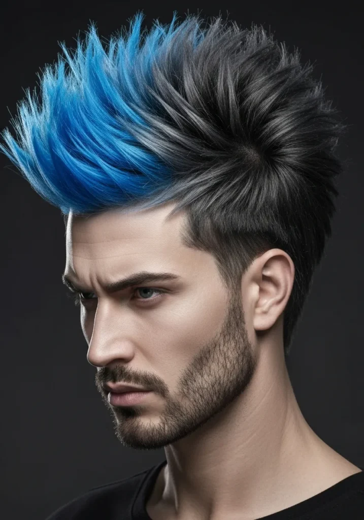 20 Edgy Punk Hairstyles for Brave Men 7 Split-Dye Punk Cut