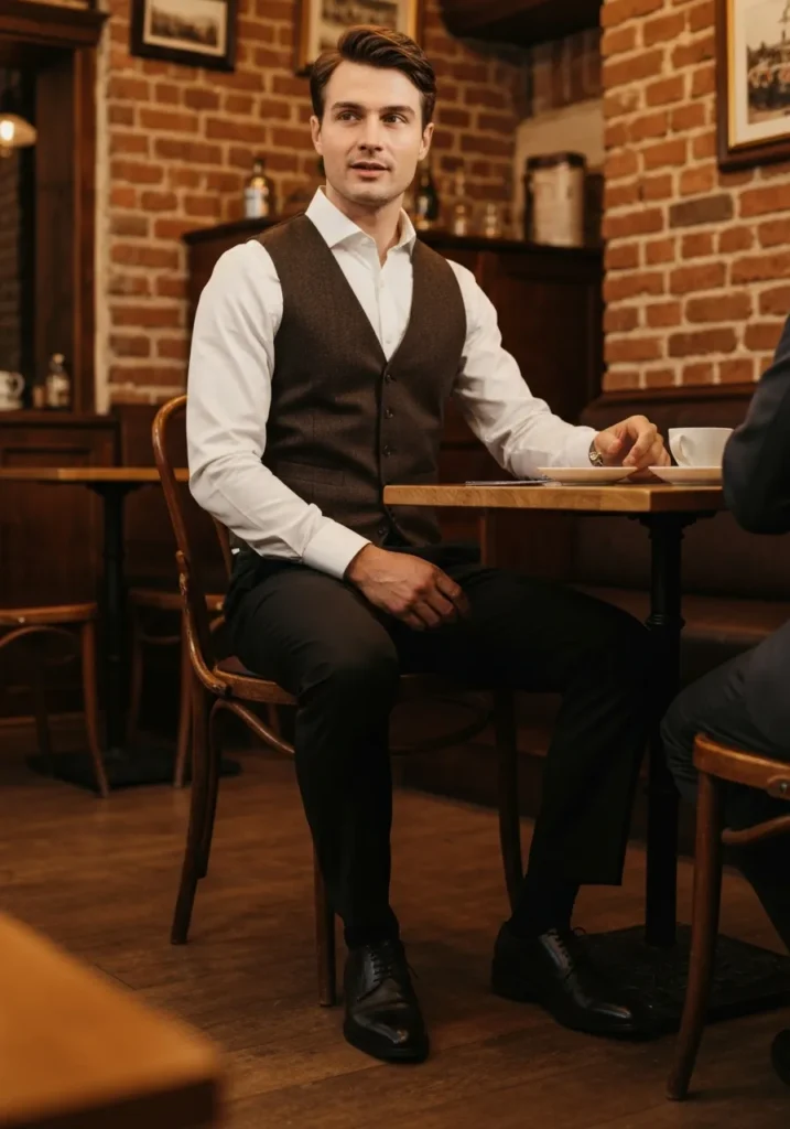 22 Classy Outfits Men Will Love to Try 10 Suit Vest + Dress Shirt