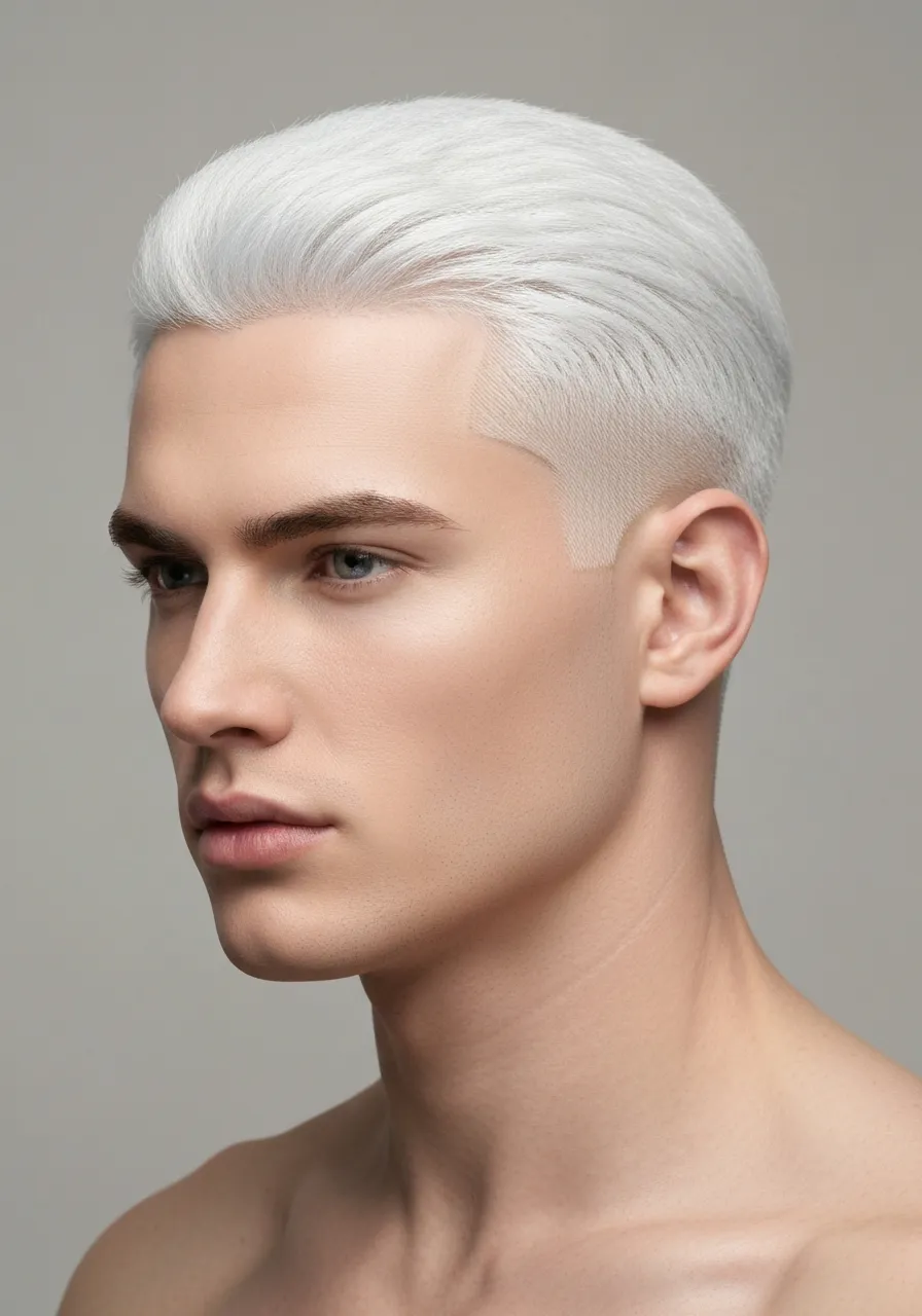 25 Stunning White Hair Looks for Men 2 Classic White Buzz Cut.