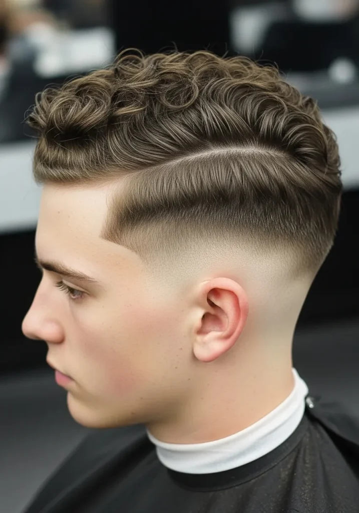 Curly Side Part Fade