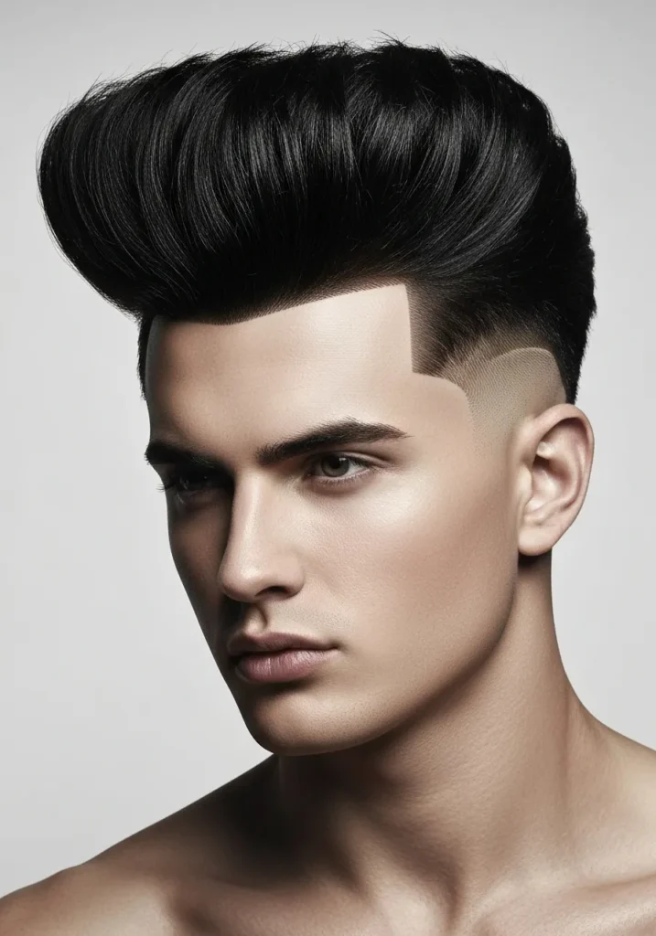 High Volume Pompadour with Skin Fade