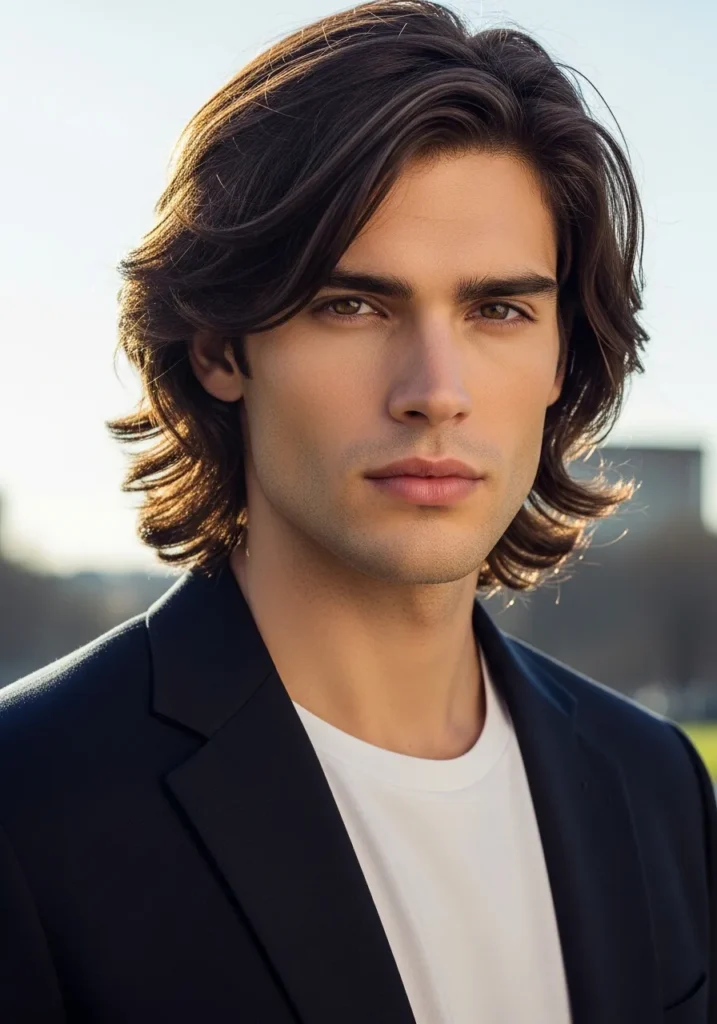 23 Stylish Haircuts for Long Face Men 19 Layered Medium Flow Hairstyle