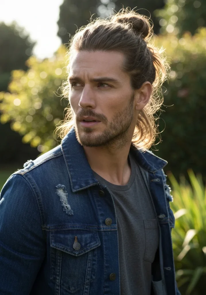 Long Layered Man Bun Style