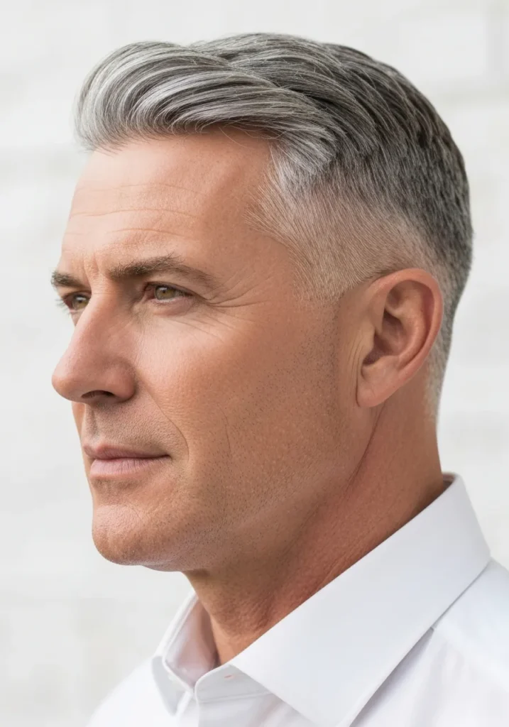 Low Fade with Grey Hair