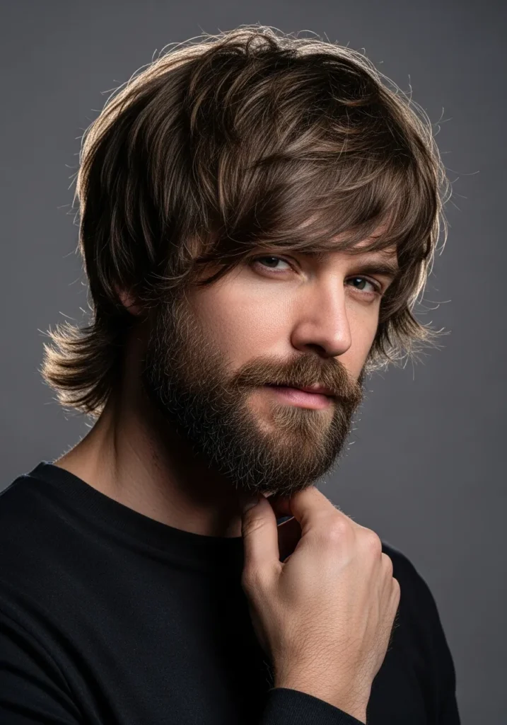 22 Shaggy Haircut for Men – Trendy & Effortless Styles 17 Shaggy Hair with Beard