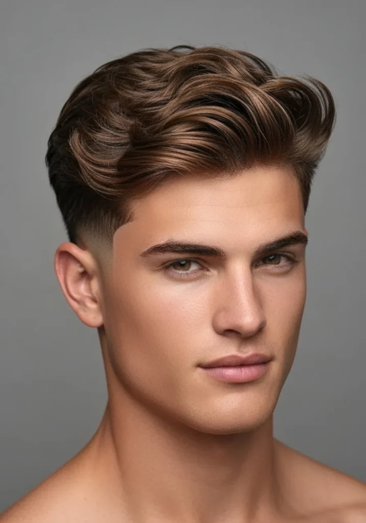 Short Wavy Hair with Burst Fade