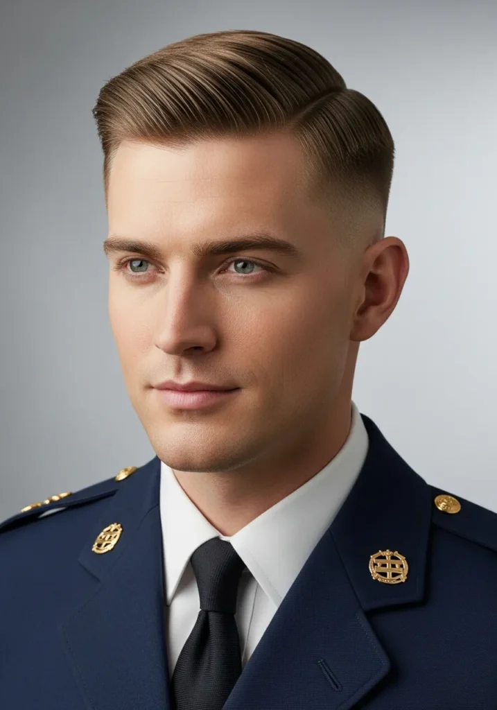 20 Best Military Haircuts for Men 17 Side Part Military Cut.713Z