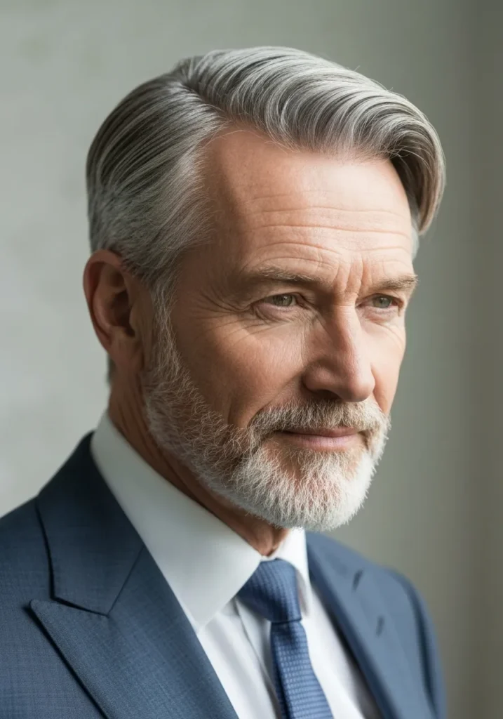 Side Swept Grey Hair