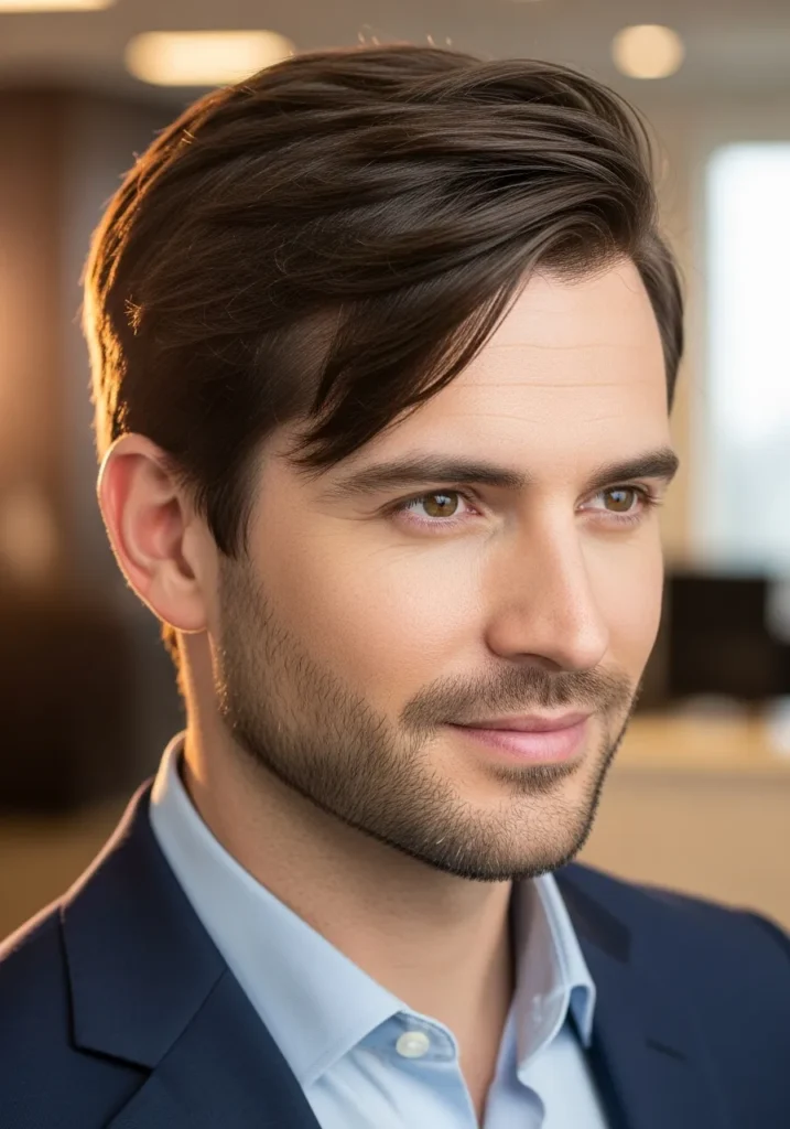 22 Best Haircuts for Men with Receding Hairline 6 Side Swept Hairstyle