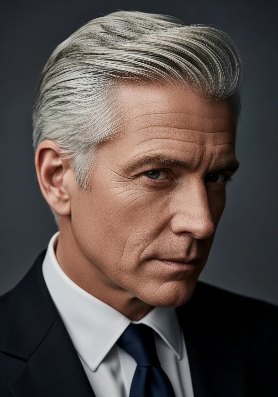 Silver fox hairstyle for men with mature and confident look