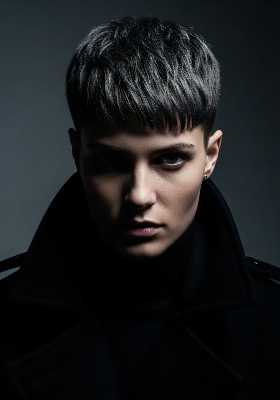 Smoky charcoal hair color for men with muted grey finish