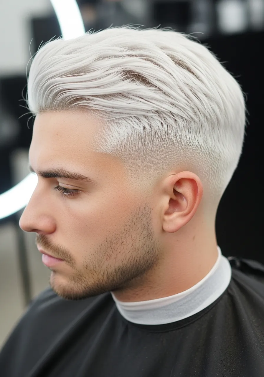 25 Stunning White Hair Looks for Men 13 Snow White Fade.