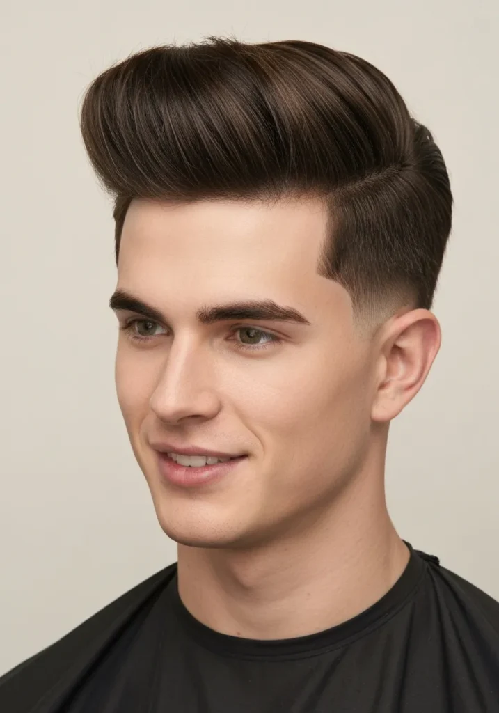 23 Stylish Haircuts for Long Face Men 12 Soft Pompadour (Low Height)
